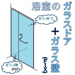 浴室ガラスドア（開き扉）