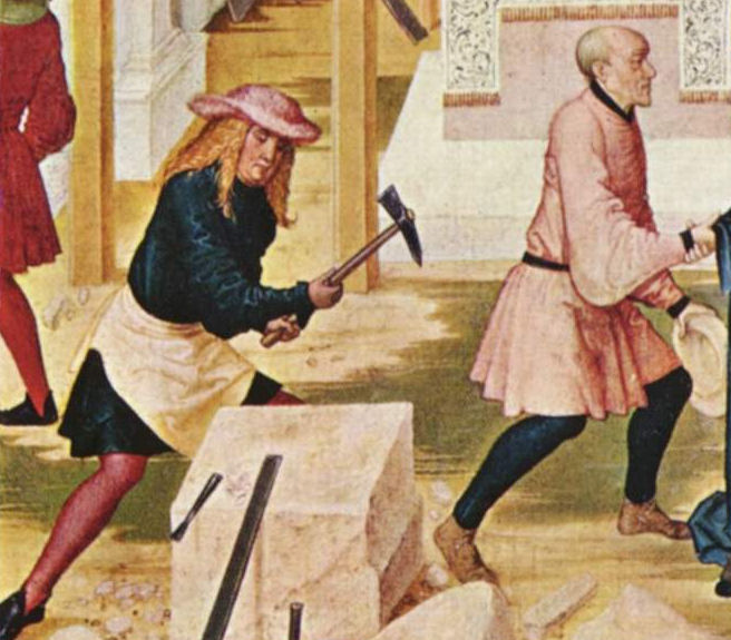 Leopold-Altarが描いた石工が働く様子（1505年の絵画）
