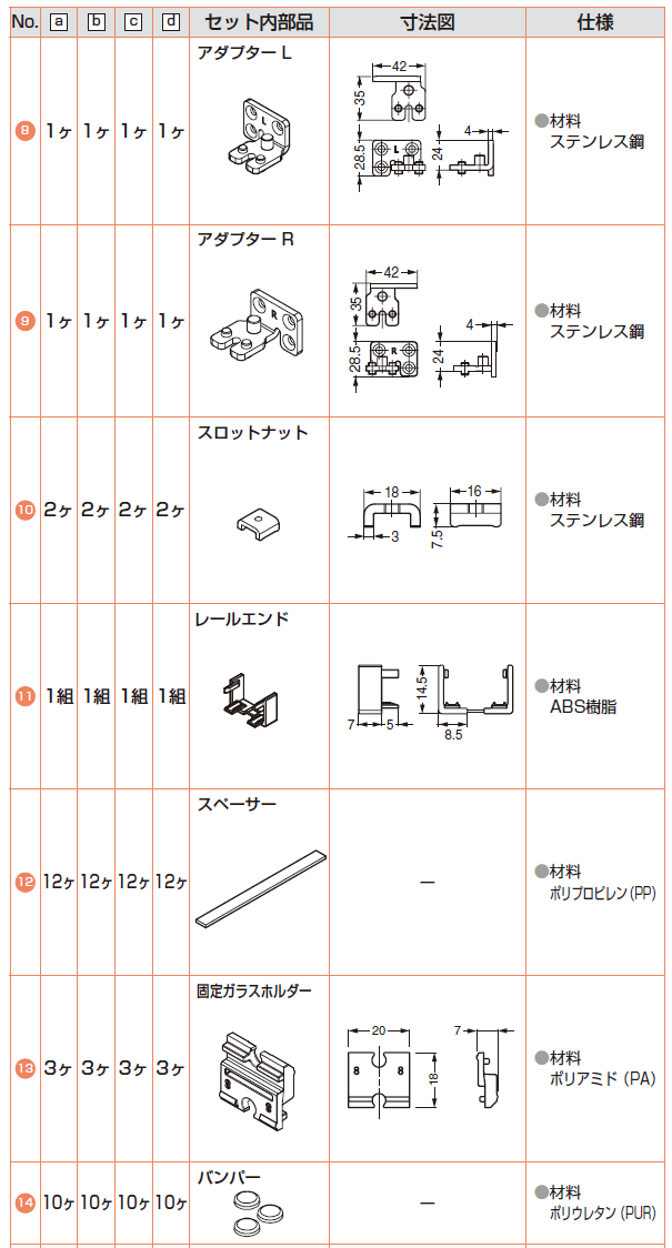 製品仕様: 1枚扉 + 固定ガラス仕様 納まり寸法例