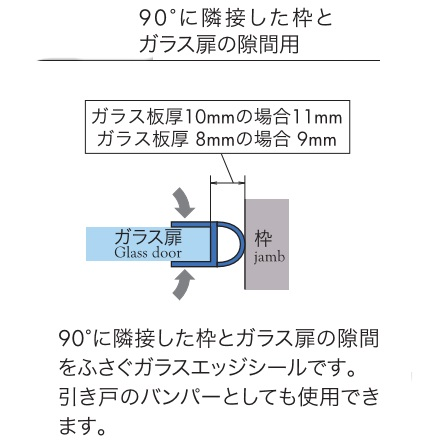 エッジシール OT-H640N／ガラス厚１０mm、８mm用／長さ：２.５m×２本