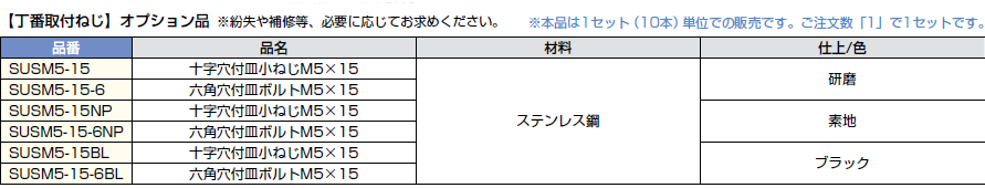 ヒンジ用取付ねじ