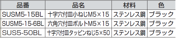 黒ヒンジ用取付ねじ