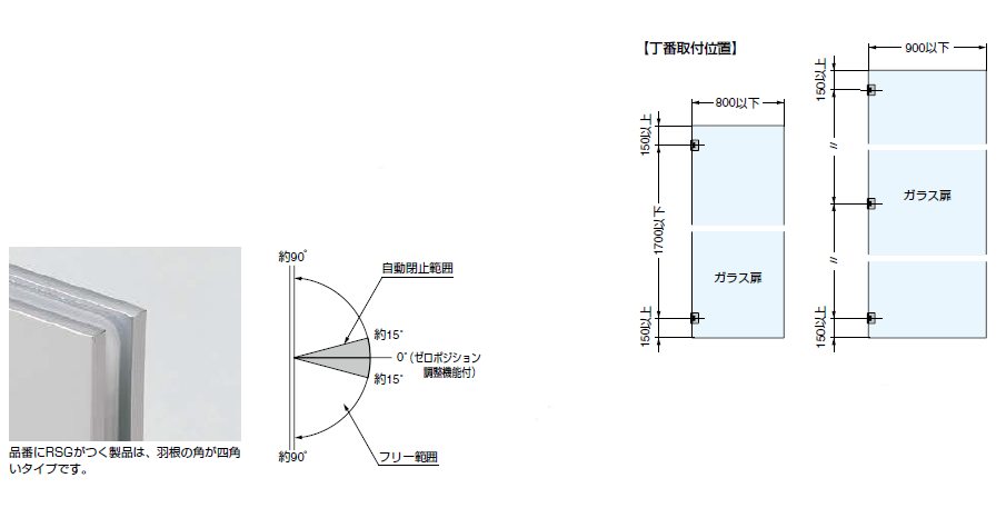 ガラスドア用自由丁番 M8505型　ガラス取付タイプ