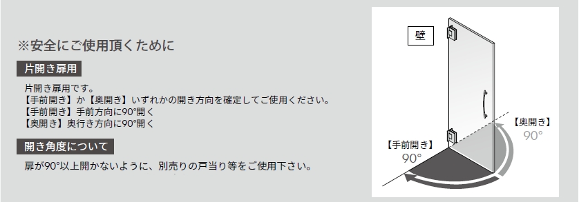 仕様・特徴　片開き扉用